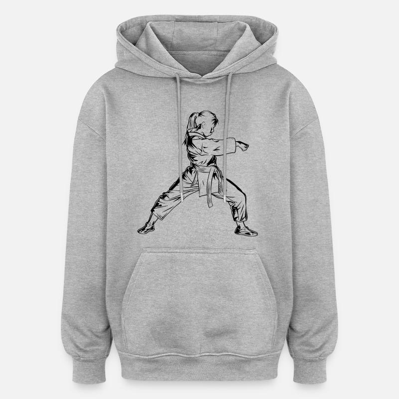 Karaté Filles - Sweat à capuche oversize unisexe - gris chiné