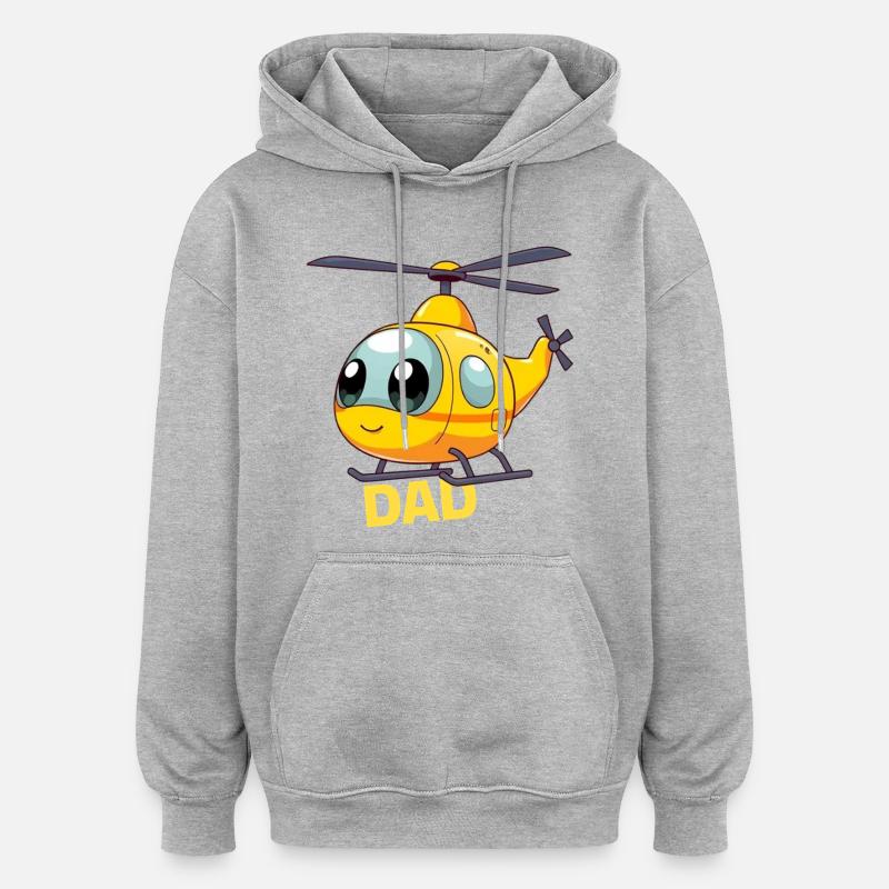 Papa hélicoptère - Sweat à capuche oversize unisexe - gris chiné