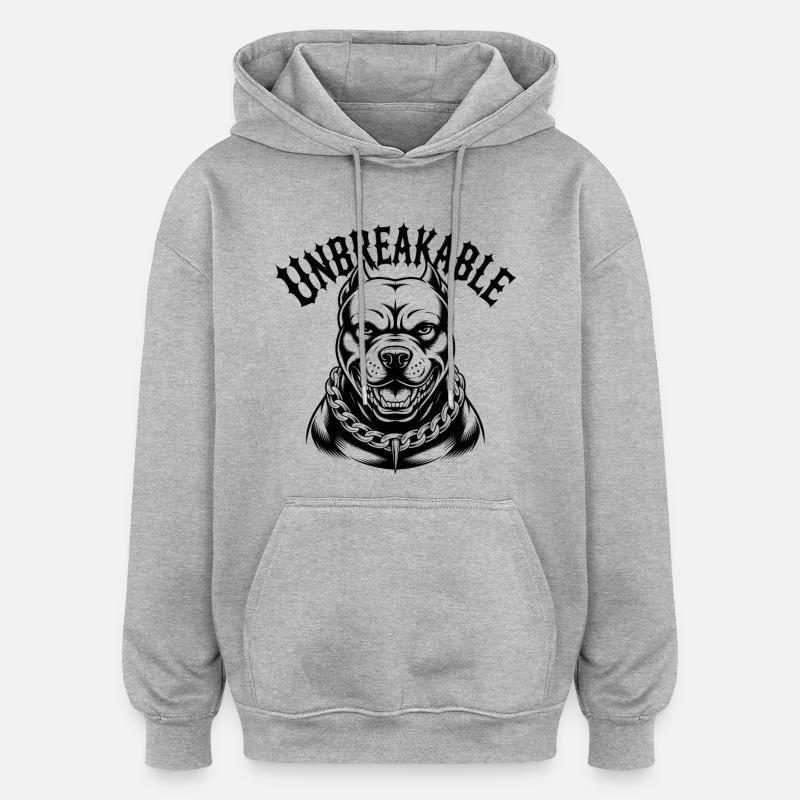 Puissance incassable du Pitbull - Sweat à capuche oversize unisexe - gris chiné