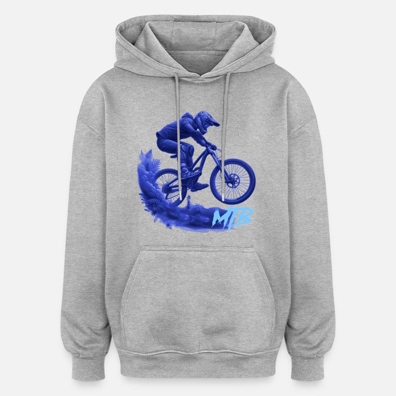 Vélo VTT - Sweat à capuche oversize unisexe - gris chiné