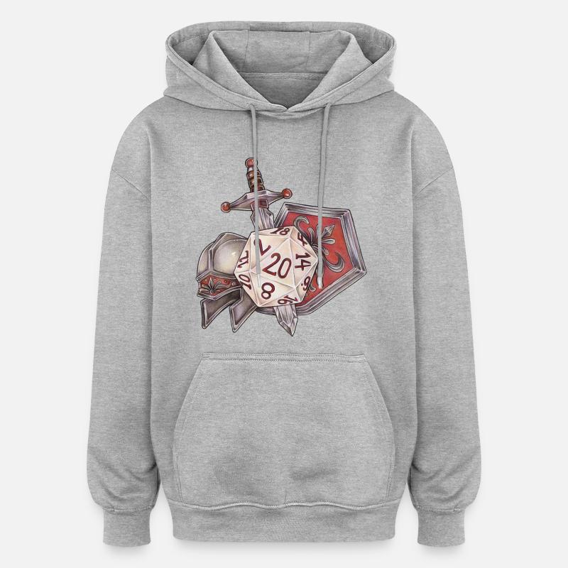 RPG Tabletop D20 Dice Gift Fighter - Oversized Unisex Hoodie - heather grey