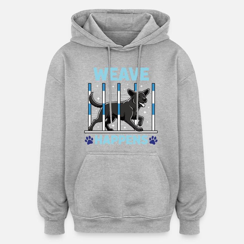 Chien de slalom sport d’agilité - Sweat à capuche oversize unisexe - gris chiné