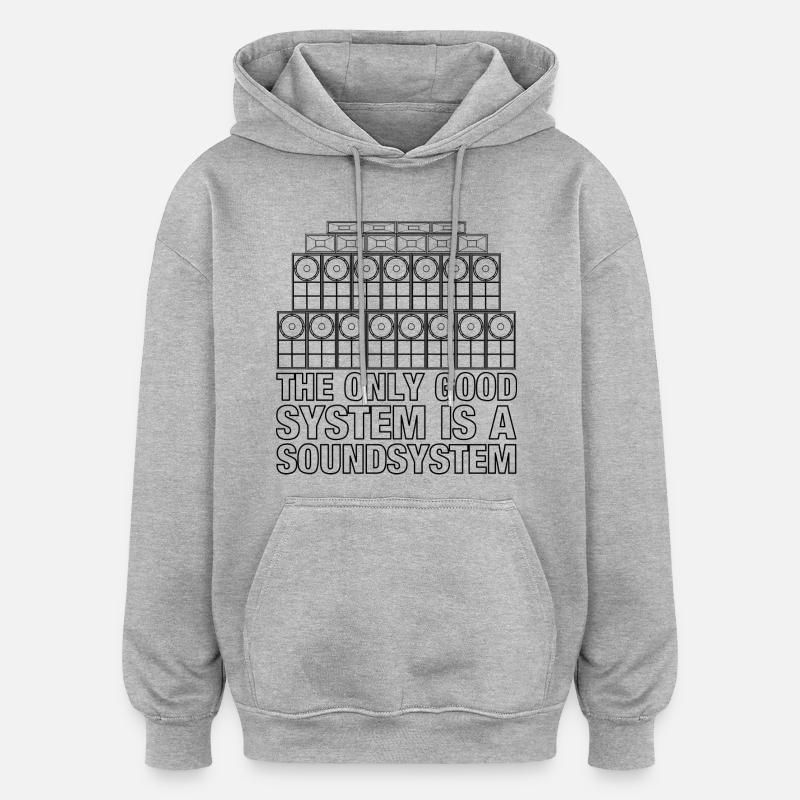 Sound System Reggae Bass Jungle - Sweat à capuche oversize unisexe - gris chiné