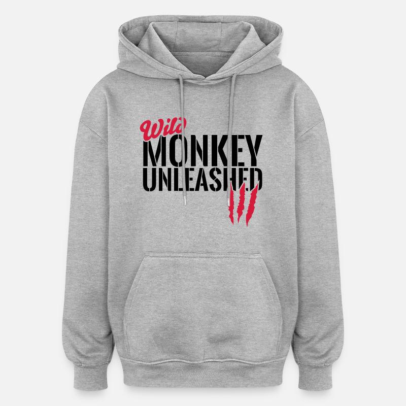 Wild monkey unleashed - Oversized Unisex Hoodie - heather grey