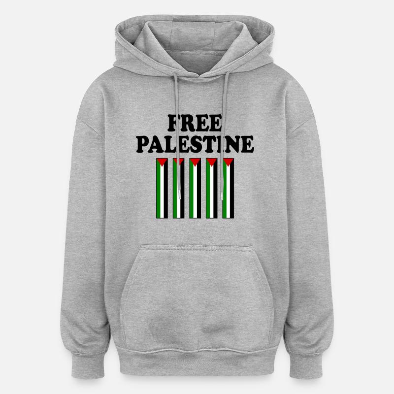 Free palestine - Sweat à capuche oversize unisexe - gris chiné