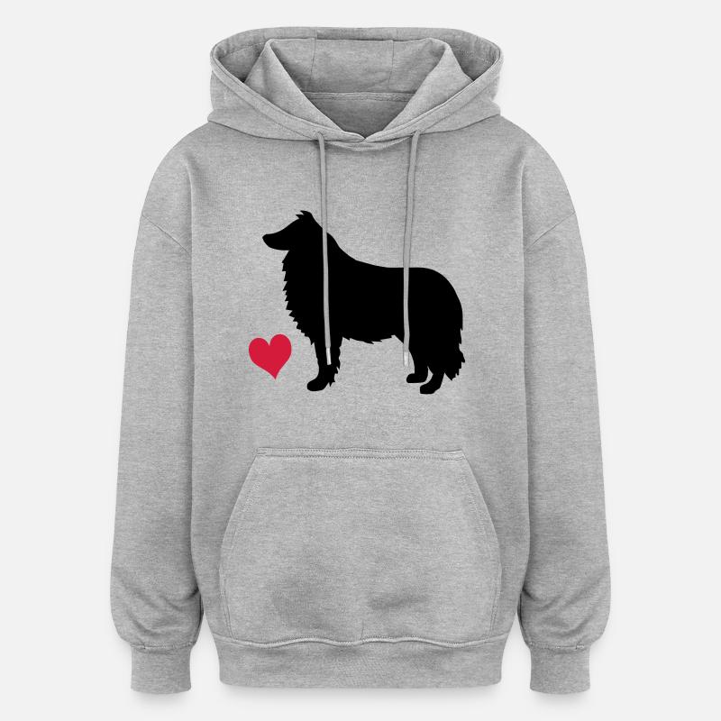 Hund - Oversized Unisex Hoodie - Grau meliert