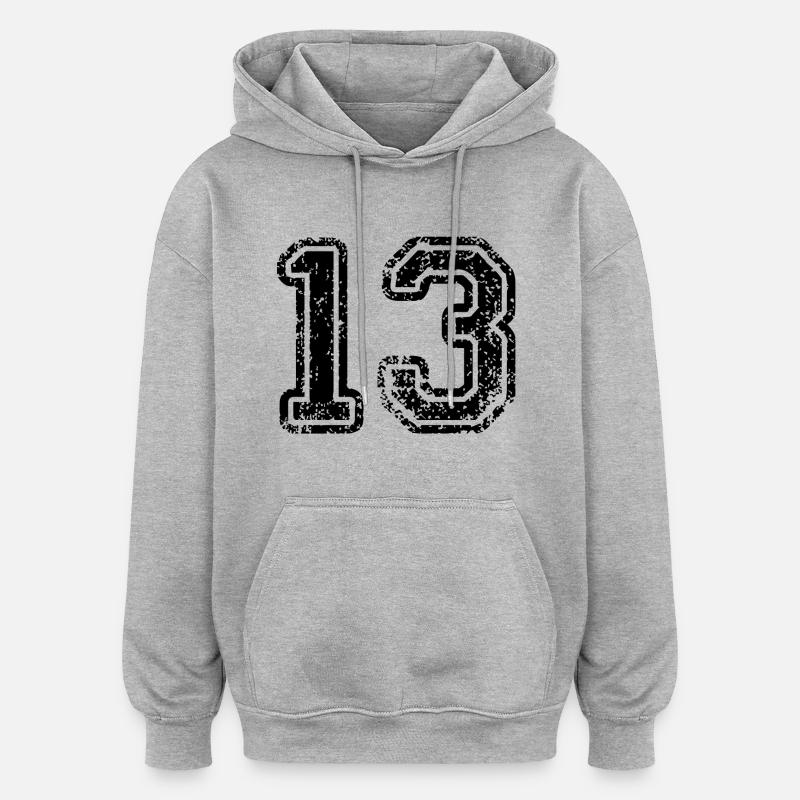 13 - Sweat à capuche oversize unisexe - gris chiné