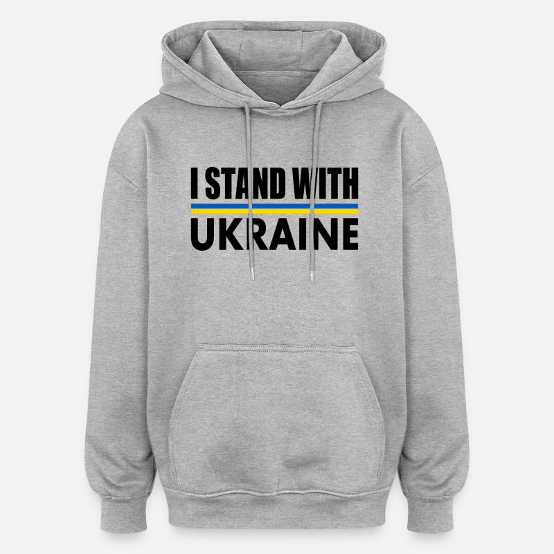 I stand with ukraine - Sweat à capuche oversize unisexe - gris chiné