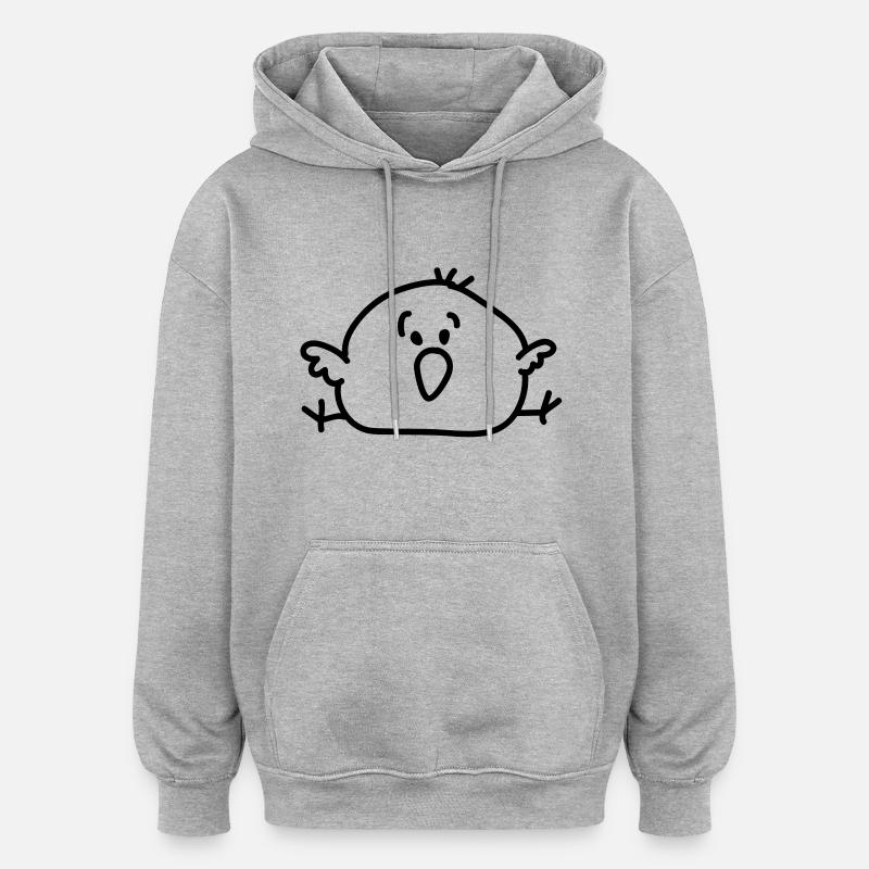 dickes Vögelchen - line - Oversized Unisex Hoodie - Grau meliert