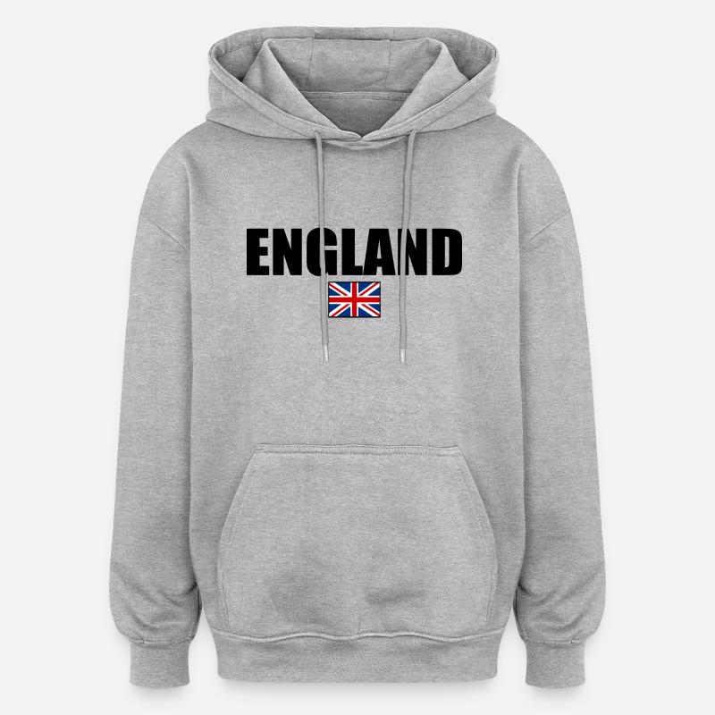 angleterre - Sweat à capuche oversize unisexe - gris chiné