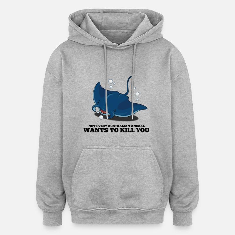 Manta Rochen / Manta Ray - Sweat à capuche oversize unisexe - gris chiné