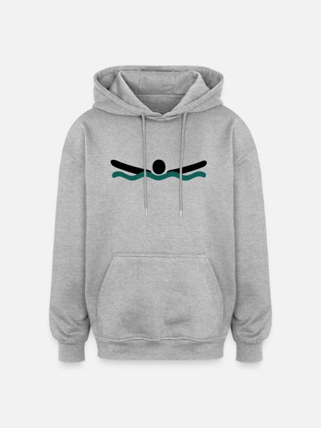 Delfinschwimmen - Oversized Unisex Hoodie - Grau meliert
