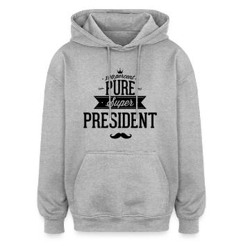 100 % super président - Sweat à capuche oversize unisexe - gris chiné - Devant - Noah (186cm)