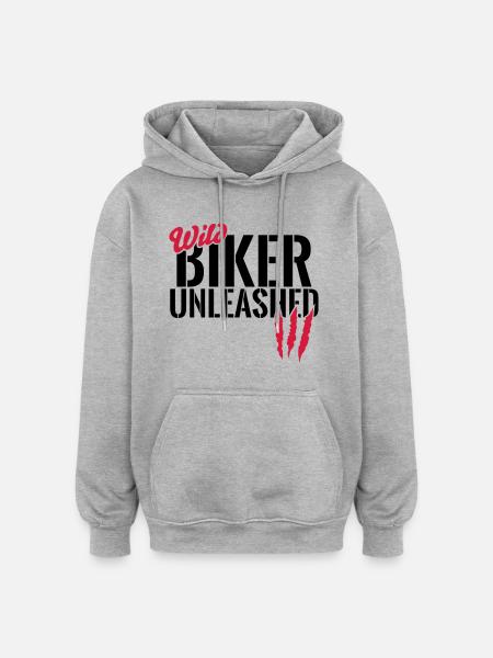 Wild biker unleashed - Oversized Unisex Hoodie - heather grey