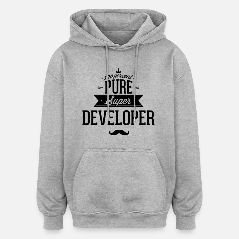 100 Prozent Entwickler - Oversized Unisex Hoodie - Grau meliert