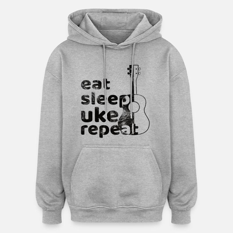 eat sleep uke repeat! schwarz - Oversized Unisex Hoodie - Grau meliert