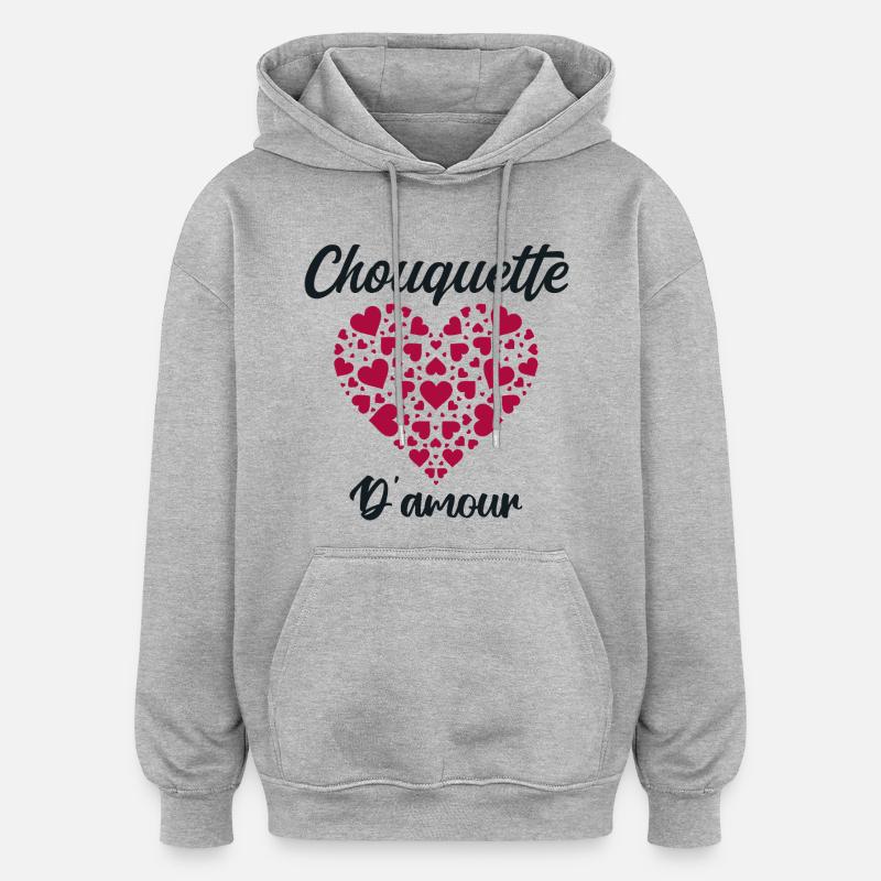 Chouquette - Sweat à capuche oversize unisexe - gris chiné