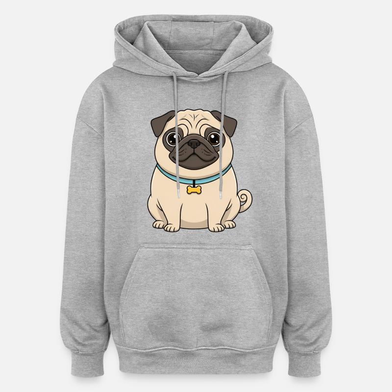 Carlin mignon - Sweat à capuche oversize unisexe - gris chiné