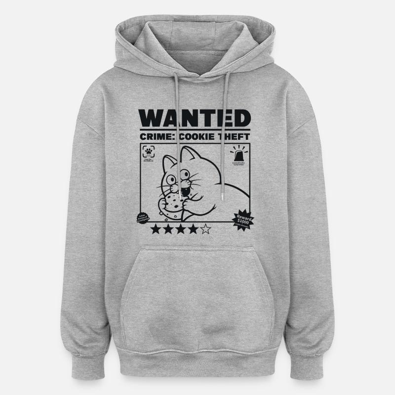 Chat affiche de recherche - Sweat à capuche oversize unisexe - gris chiné