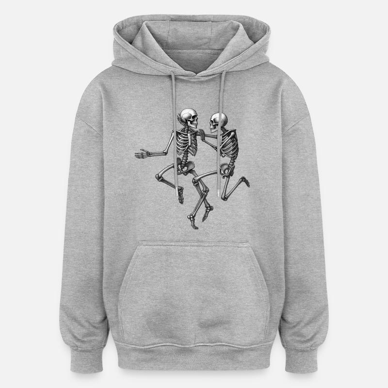 SKELETONS DANCER #2 - black & white - Sweat à capuche oversize unisexe - gris chiné
