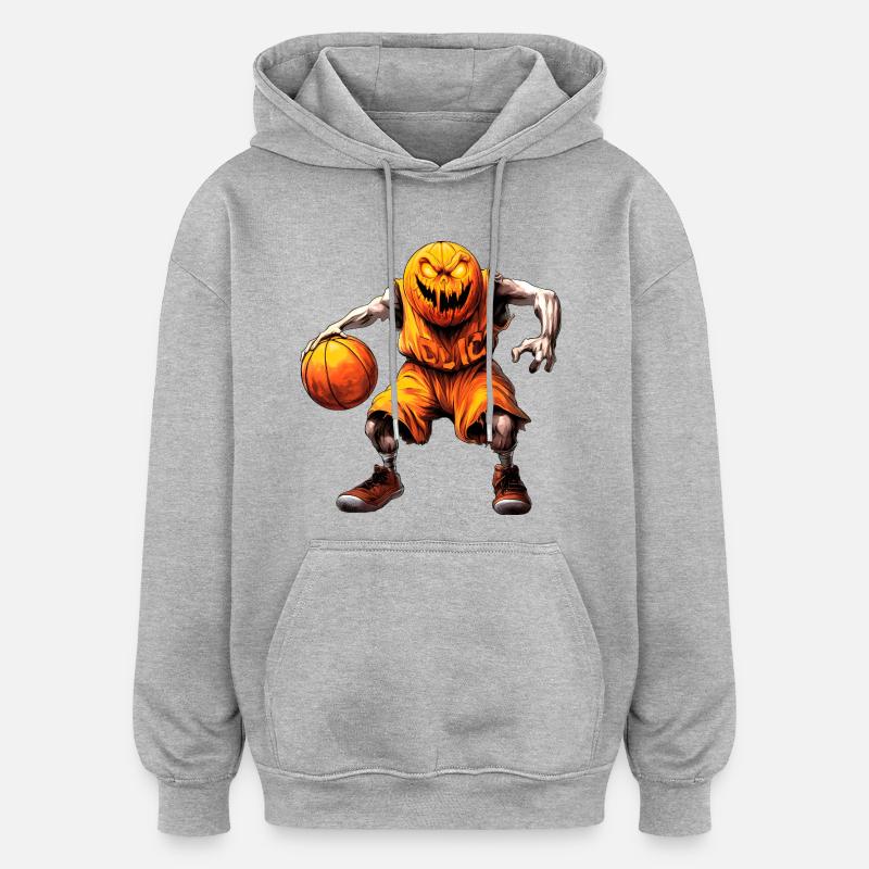 Joueur de basket-ball d’Halloween - Sweat à capuche oversize unisexe - gris chiné