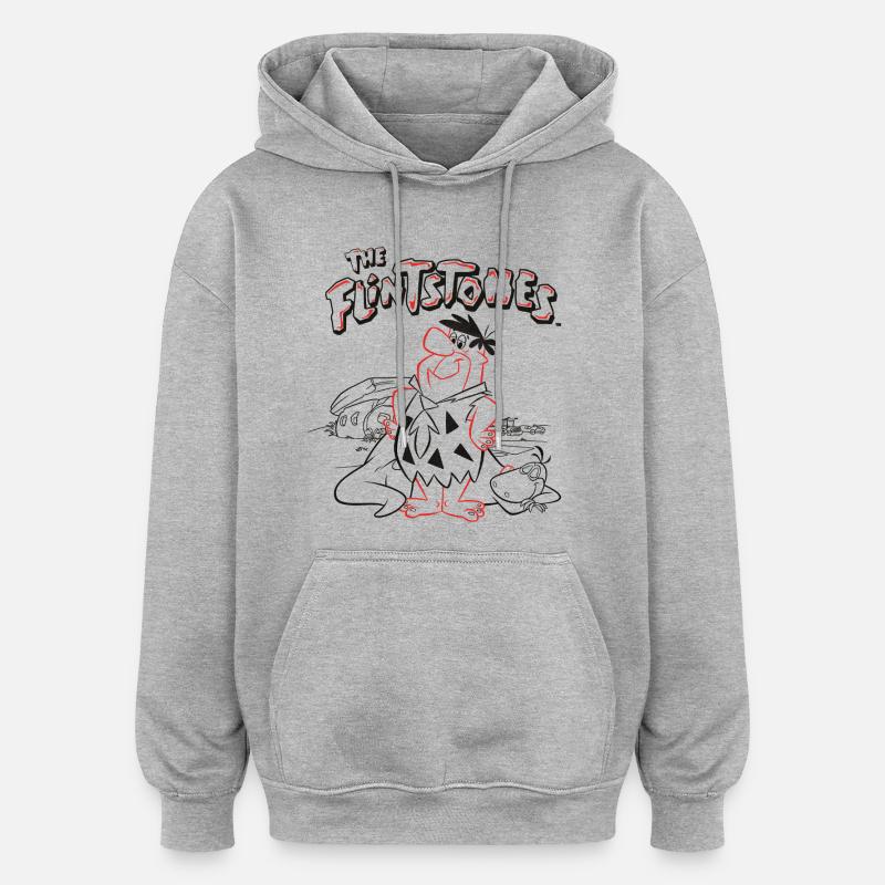 Pierrafeu Fred Avec Dino - Sweat à capuche oversize unisexe - gris chiné