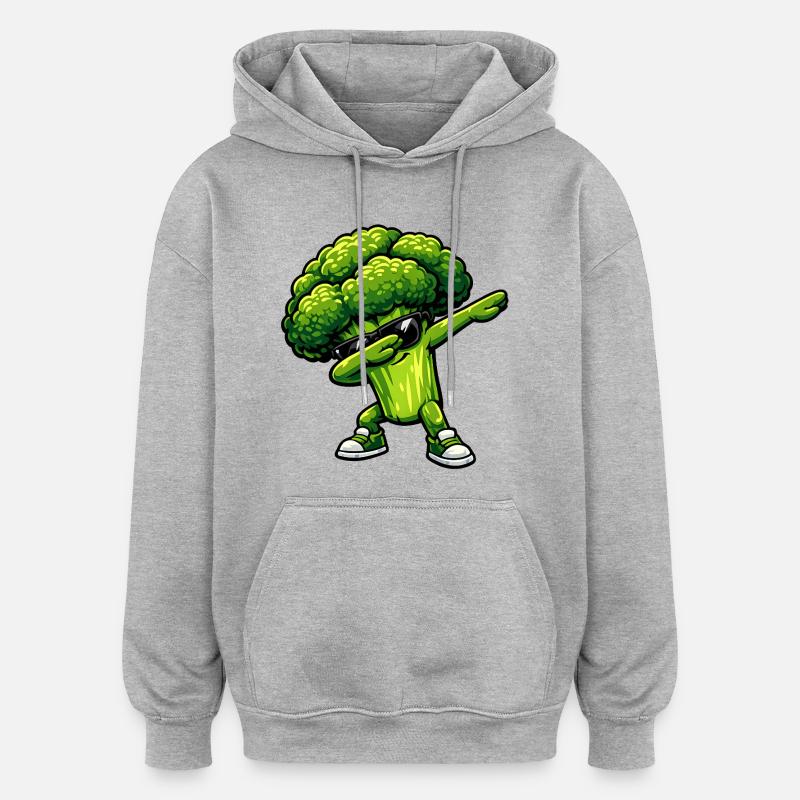 Tamponnement du brocoli - Sweat à capuche oversize unisexe - gris chiné