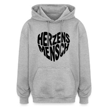 Herzensmensch Herzform - Oversized Unisex Hoodie - Grau meliert - Vorne - Noah (186cm)
