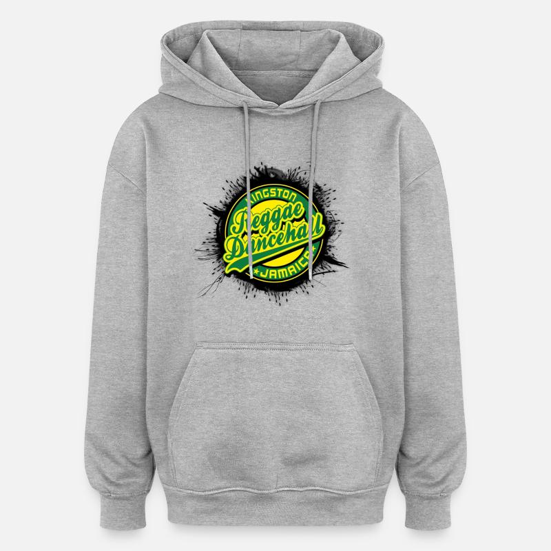 kingston reggae dancehall jamaica - Sweat à capuche oversize unisexe - gris chiné