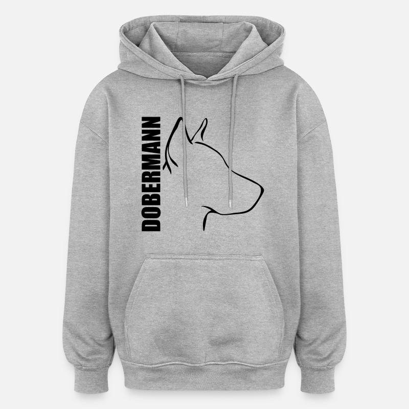 DOBERMANN PROFILE - Oversized Unisex Hoodie - heather grey