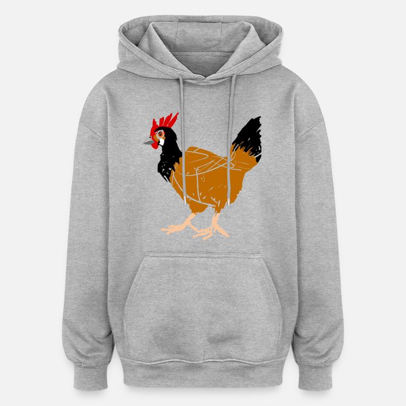 Poule - Sweat à capuche oversize unisexe - gris chiné
