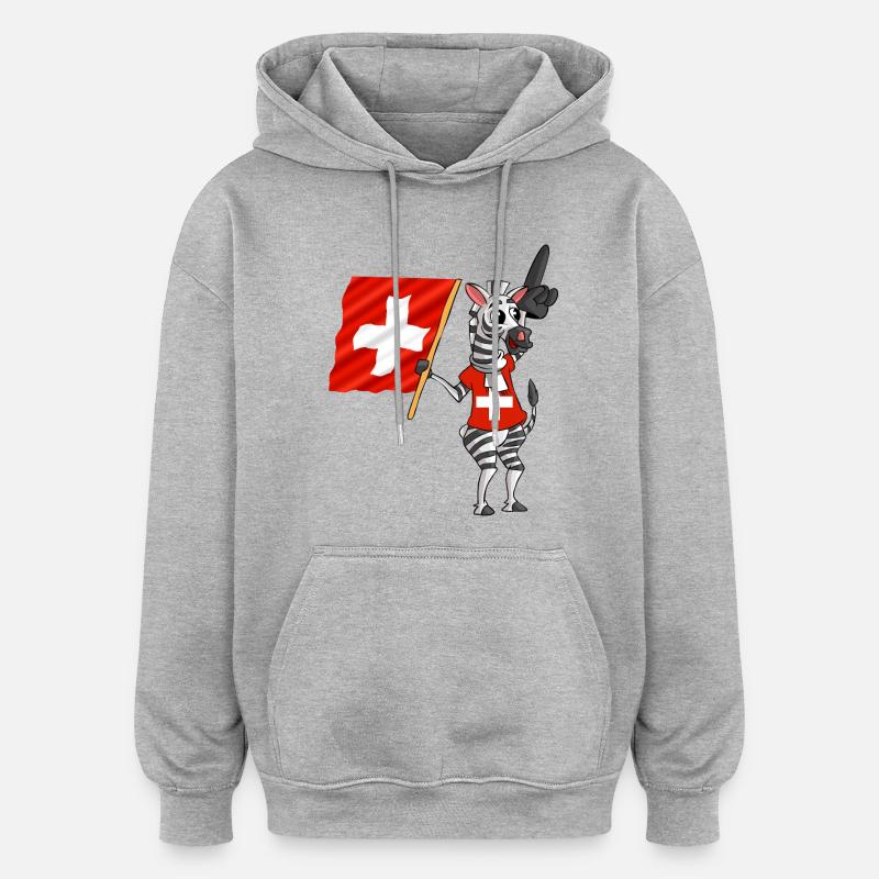 Zebra suisse - Sweat à capuche oversize unisexe - gris chiné