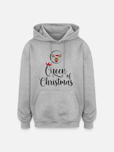 Reine de Noël - Sweat à capuche oversize unisexe - gris chiné