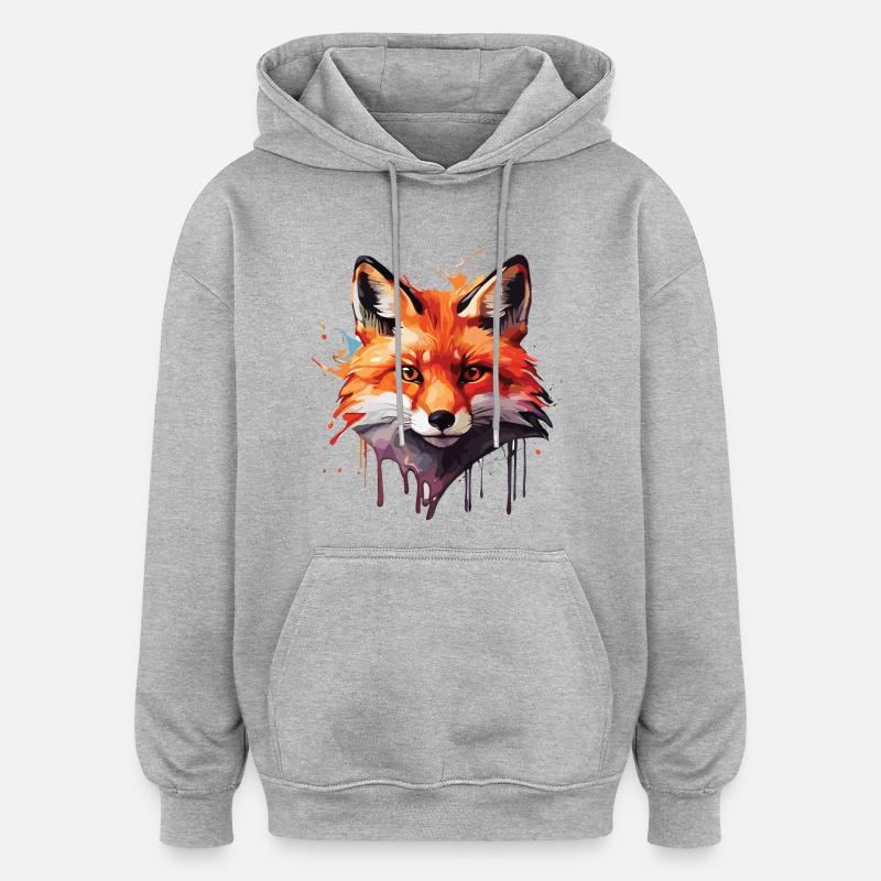 Renard mignon - Sweat à capuche oversize unisexe - gris chiné