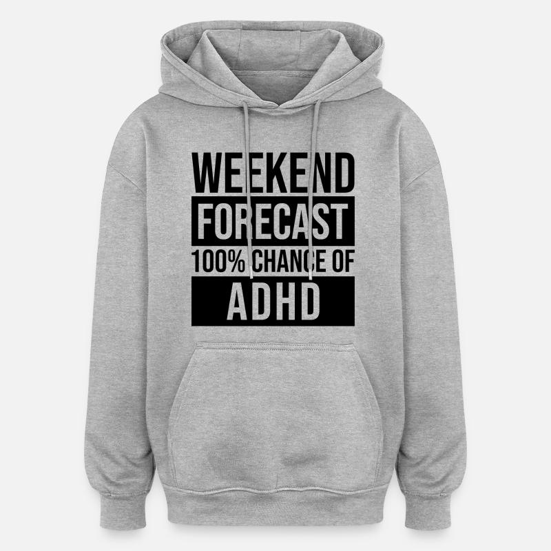 TDAH - Sweat à capuche oversize unisexe - gris chiné
