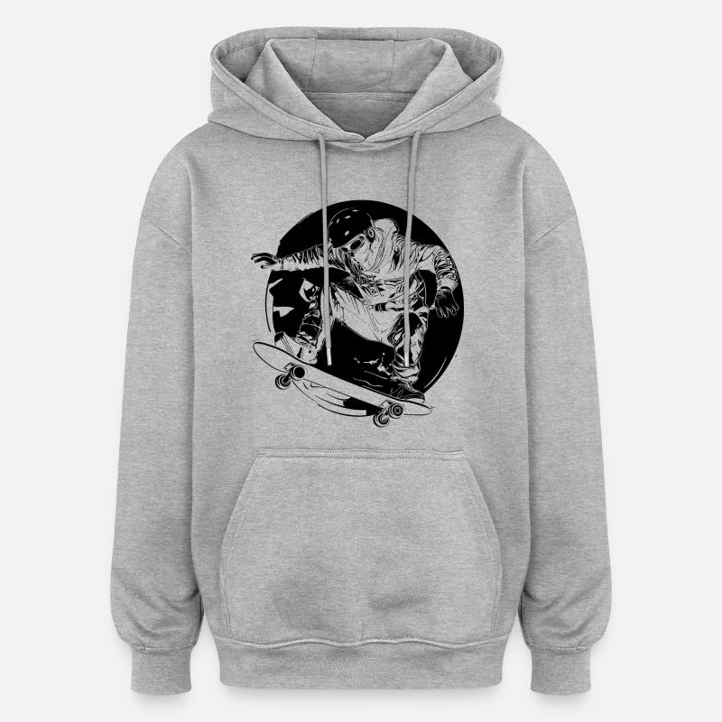 Skateboarder Comic-Stil - Oversized Unisex Hoodie - Grau meliert