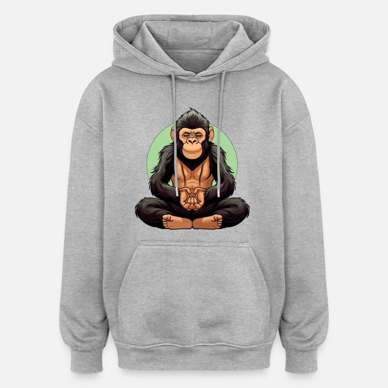 Monkey Yoga / Yogi Monkey - Sweat à capuche oversize unisexe - gris chiné