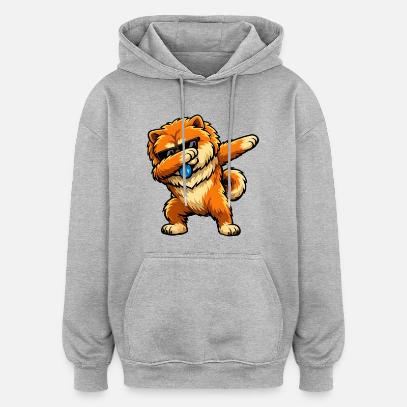 Dabbing Chow Chow - Oversized Unisex Hoodie - Grau meliert