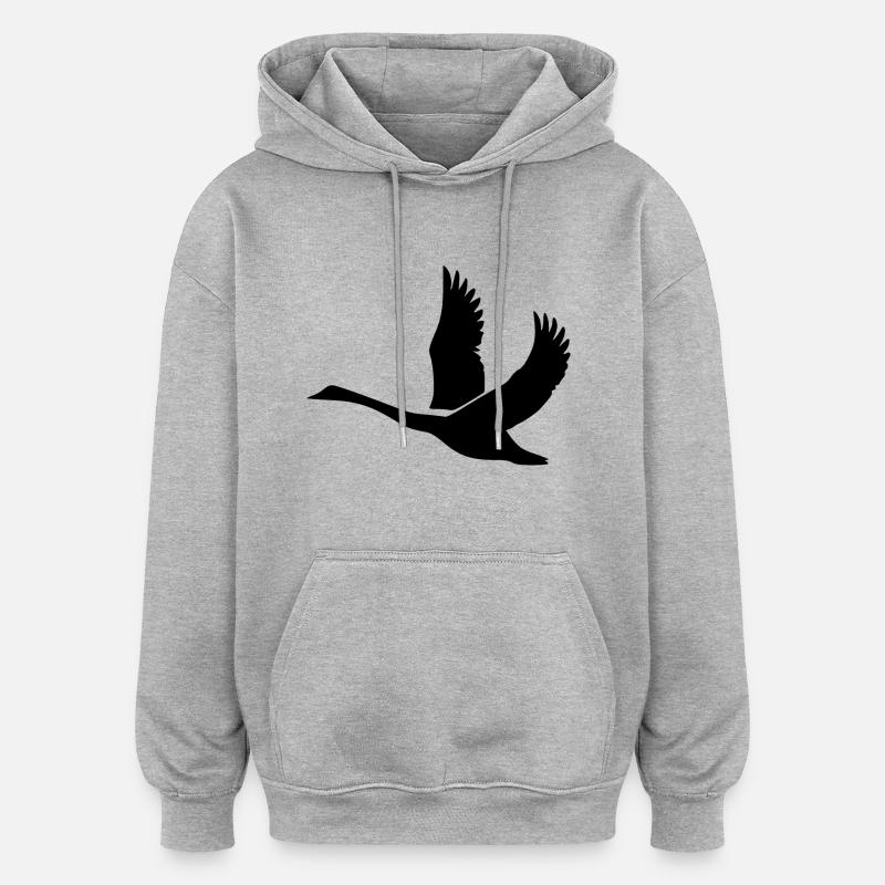 Schwan mit gewaltigen Schwingen - Oversized Unisex Hoodie - Grau meliert