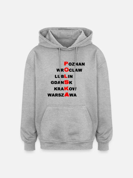 Poland - Polska - Oversized Unisex Hoodie - heather grey