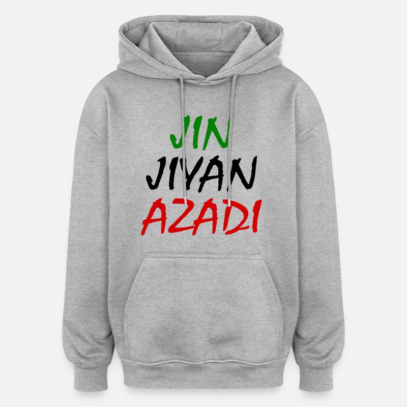 jin jiyan azadi iran - Sweat à capuche oversize unisexe - gris chiné