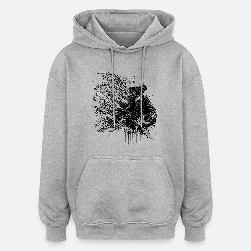 Style Racing Moto Splash - Sweat à capuche oversize unisexe - gris chiné