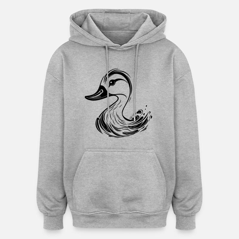 Mignon Style Tatouage Canard - Sweat à capuche oversize unisexe - gris chiné