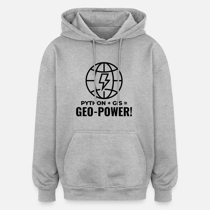 Python GIS Geo-Power Programming Geospatial - Oversized Unisex Hoodie - heather grey