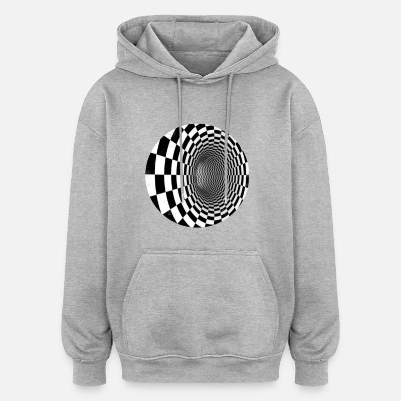 Tunnel Noir et Blanc Illusion - Sweat à capuche oversize unisexe - gris chiné