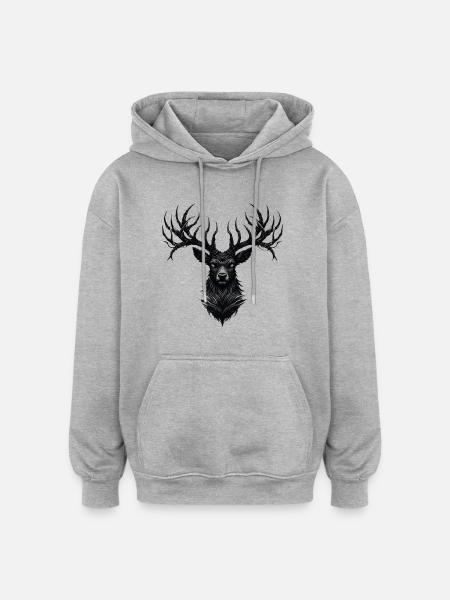 Horns of Darkness - Oversized Unisex Hoodie - Grau meliert