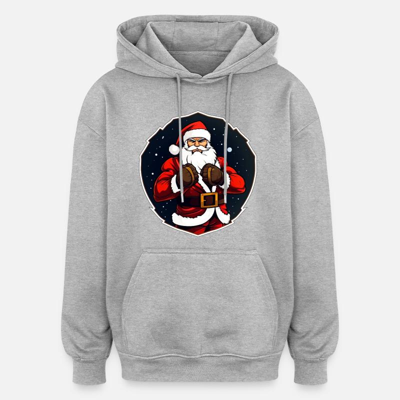 Weihnachten Fighter - Oversized Unisex Hoodie - Grau meliert