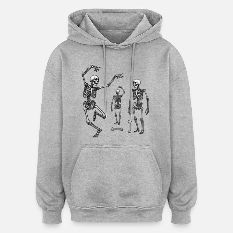 SKELETONS DANCER #1 - black & white - Sweat à capuche oversize unisexe - gris chiné