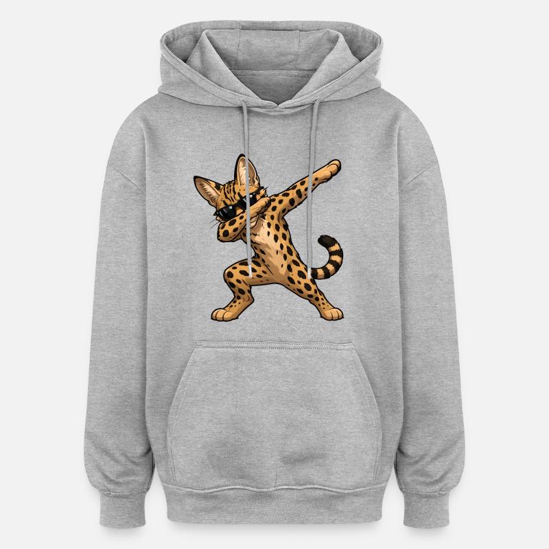 Dabbing Savannah Katze - Oversized Unisex Hoodie - Grau meliert