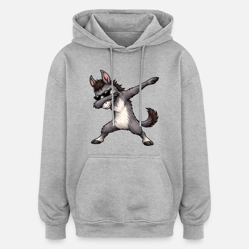 Dabbing Donkey - Oversized Unisex Hoodie - heather grey